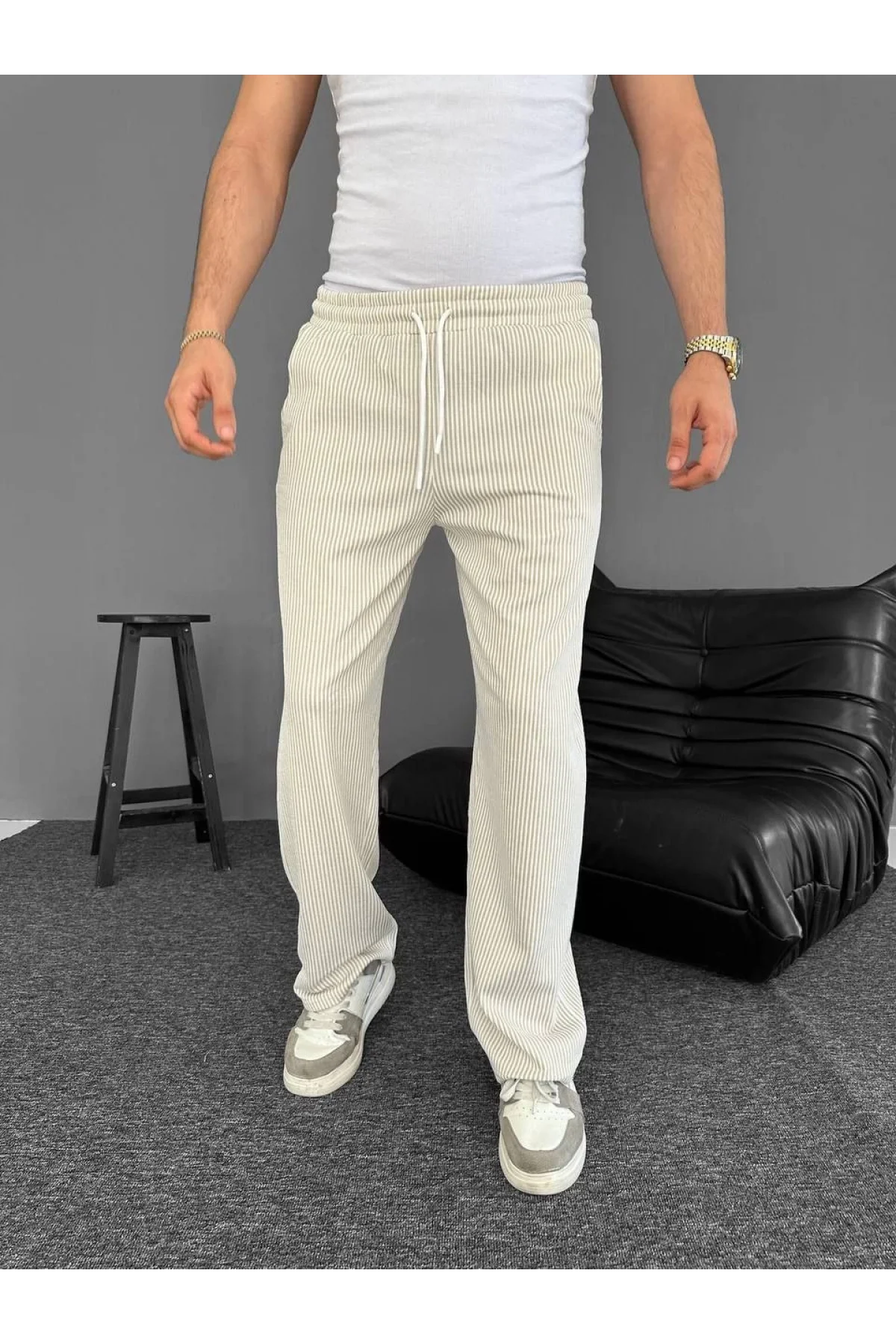 Çizgili Cepli Pantalon Yazlık
