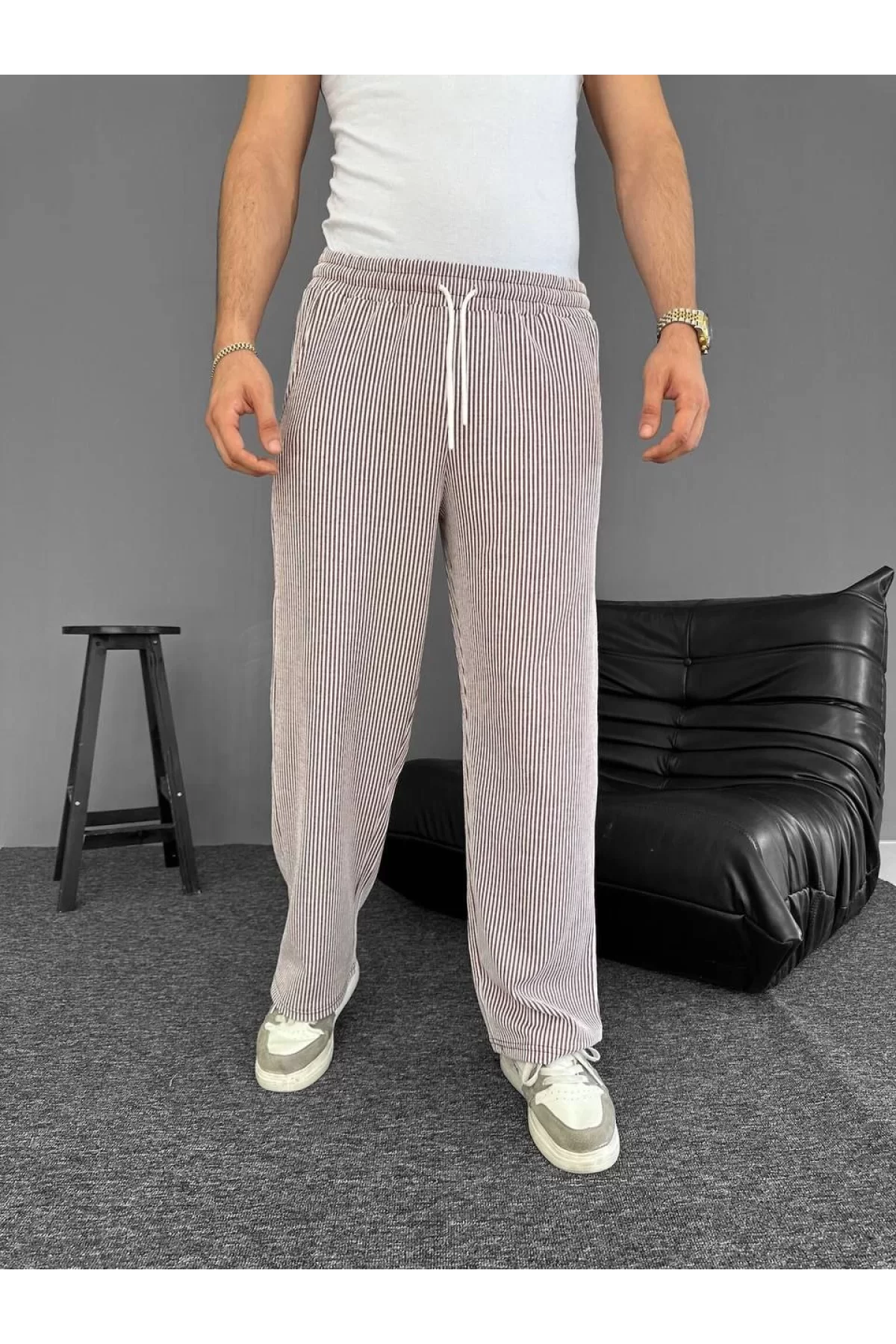 Çizgili Cepli Pantalon Yazlık