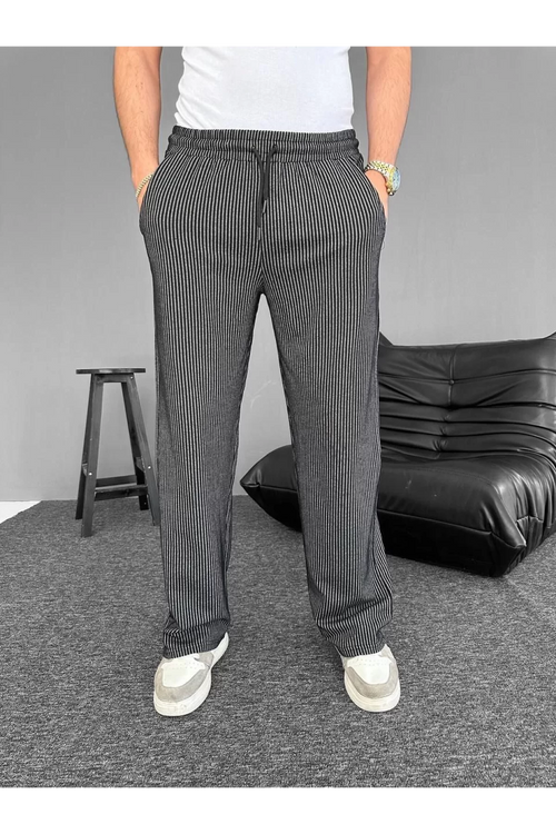 Çizgili Cepli Pantalon Yazlık