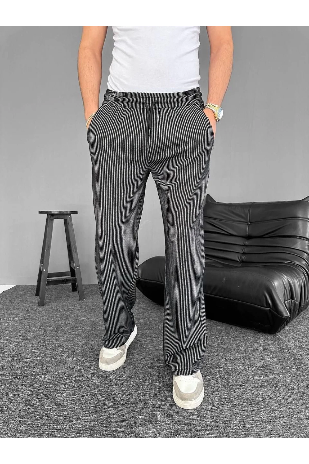 Çizgili Cepli Pantalon Yazlık