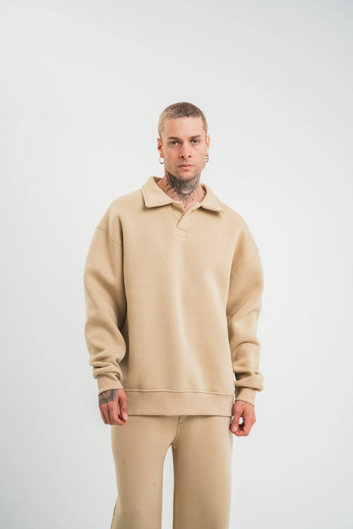 Unisex Double Oversize Patlı Yaka SweatShirt