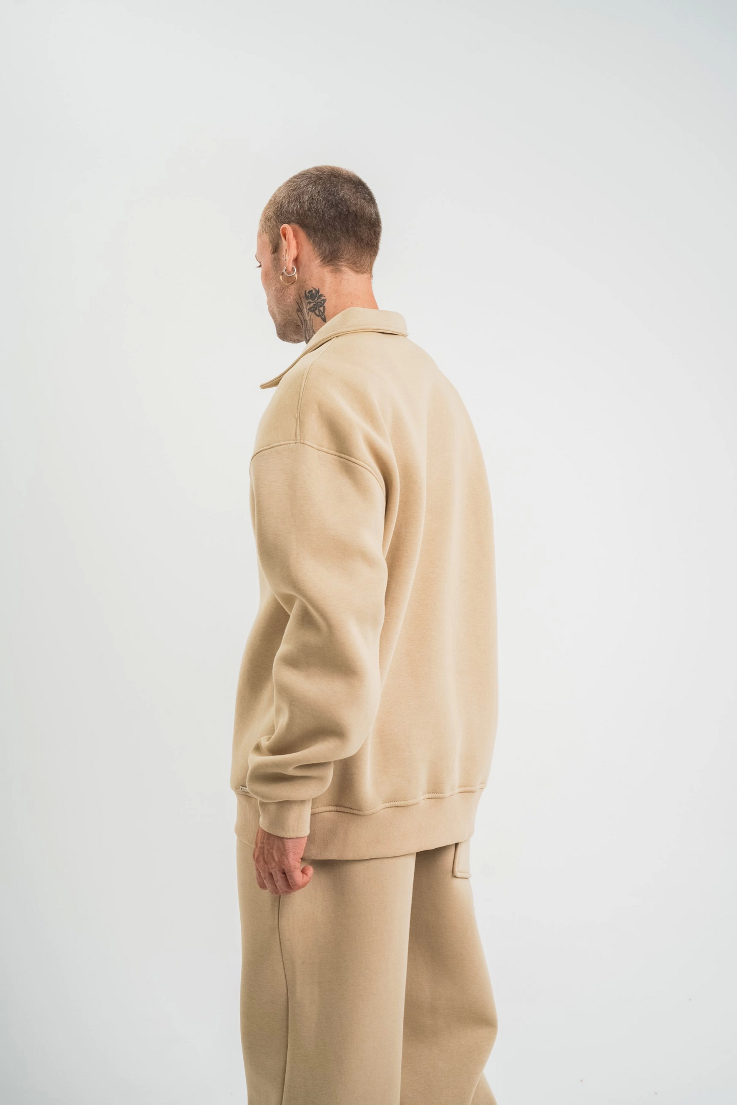 Unisex Double Oversize Patlı Yaka SweatShirt