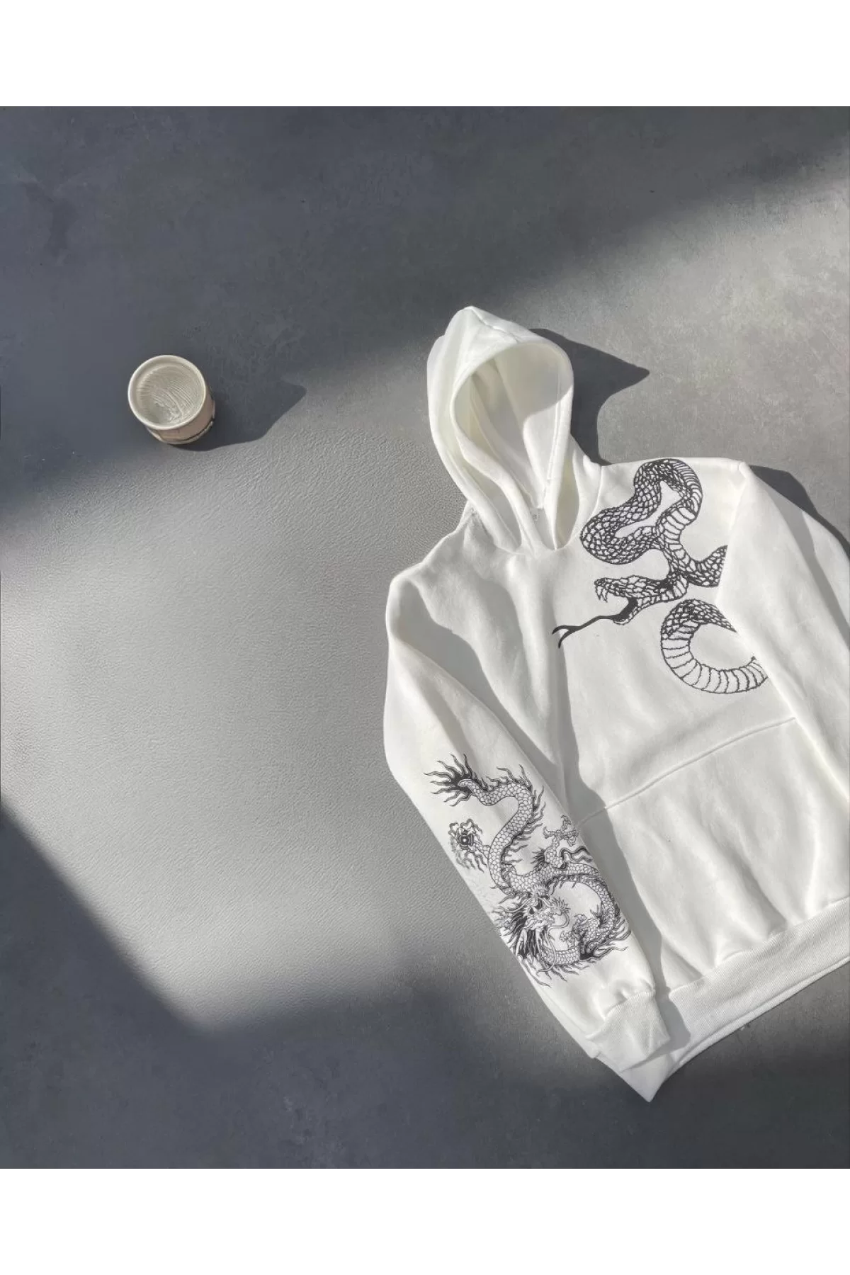 Uzun Kol Kapüşonlu Baskılı SweatShirt