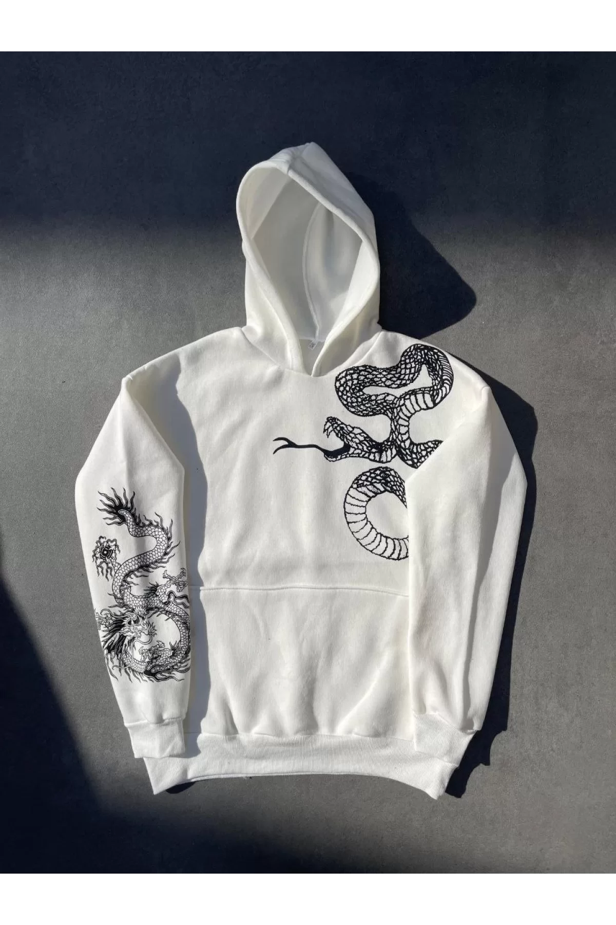Uzun Kol Kapüşonlu Baskılı SweatShirt