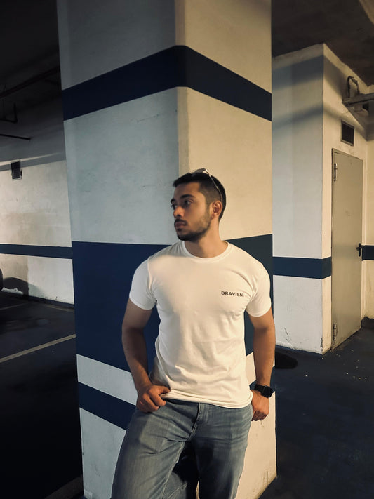 BRAVIEN Beyaz Basic T-Shirt