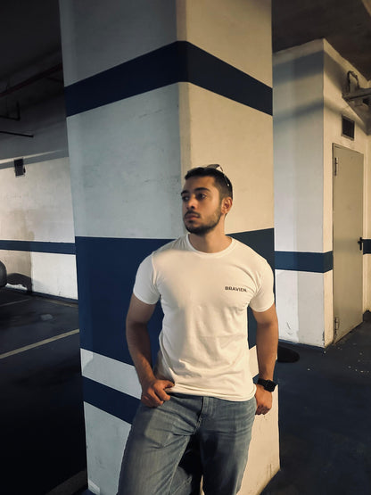 BRAVIEN Beyaz Basic T-Shirt