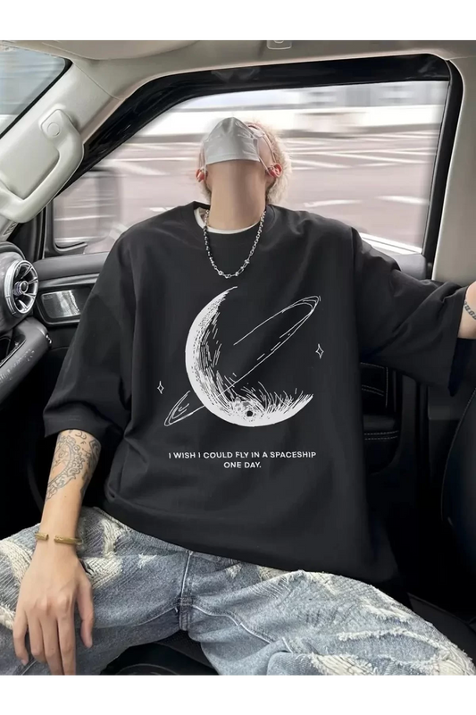 Erkekler için Siyah Tişört Grafik Genç Emo Vintage Gotik Rahat Büyük Beden Kısa Kollu Tişört Giysi Üst