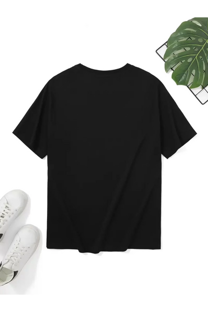 Palmiye Ön Baskılı Oversize Bisiklet Yaka Kısa Kol Yazlık T-shirt