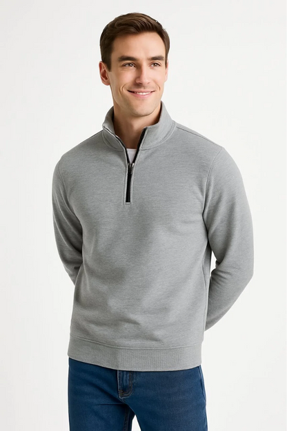 Erkek Dik Yaka Yarım Fermuarlı Ribanalı Sweatshirt