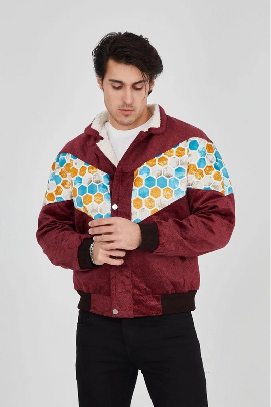 Erkek Peluş Yakalı Astarlı Deri Vintage Ceket