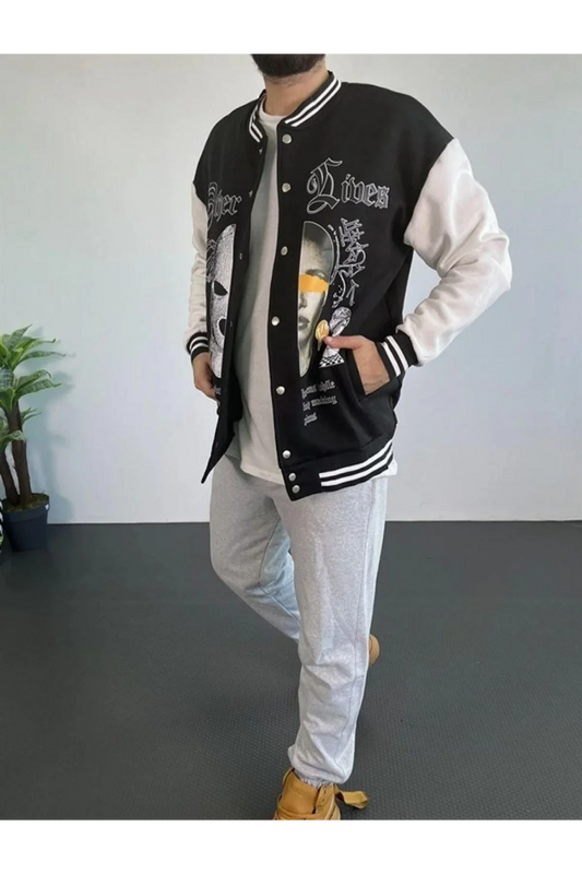 Erkek Oversize Kolej Ceket - Siyah