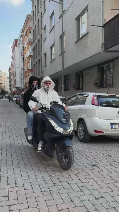 Samuray Kapşonlu ZIP Fermuarlı Çift Kapşonlu Nakışlı SweatShirt