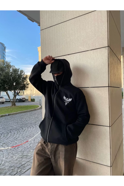 Samuray ZIP Fermuarlı Kapüşonlu SweatShirt