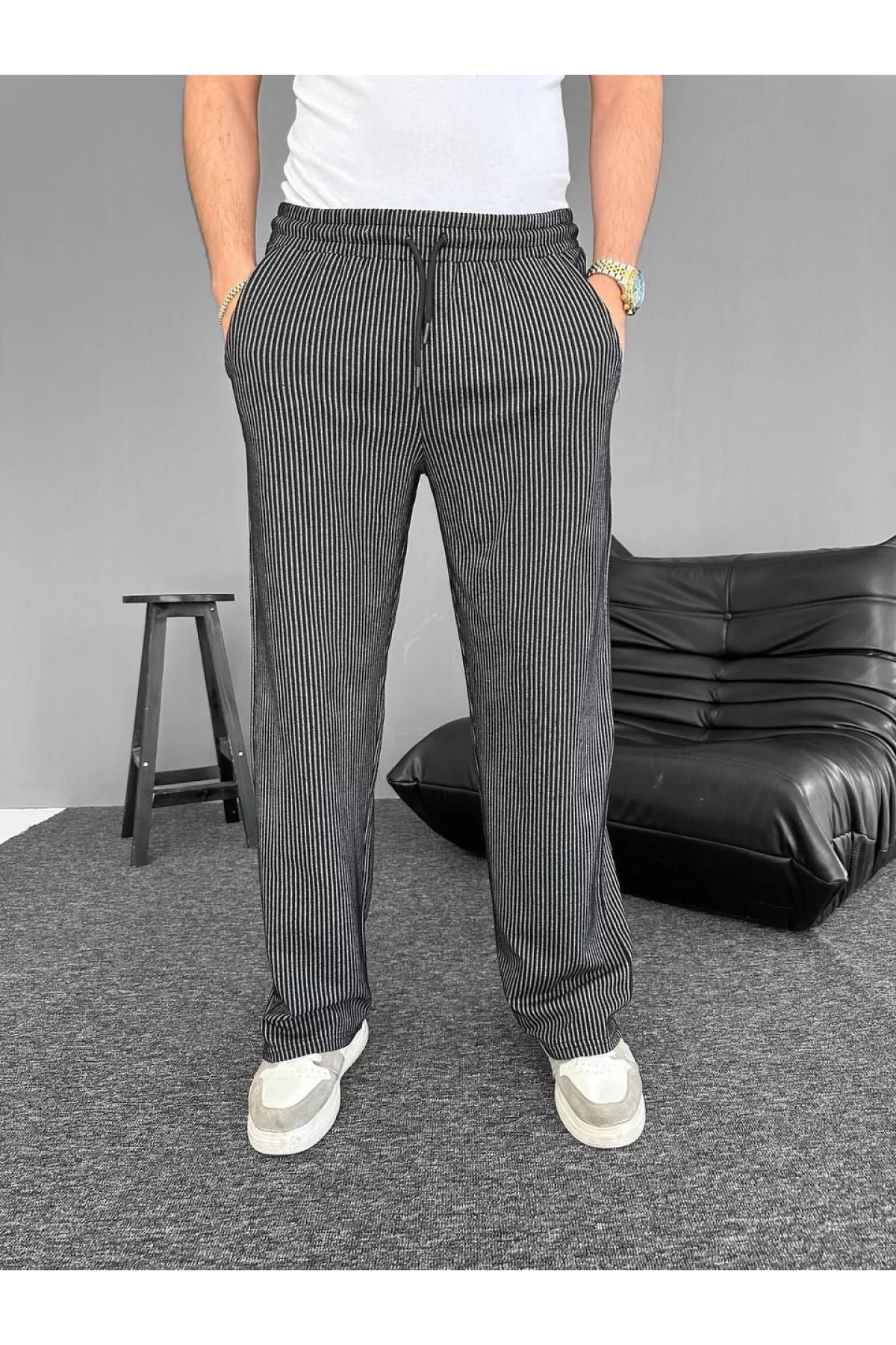 Çizgili Cepli Pantalon Yazlık