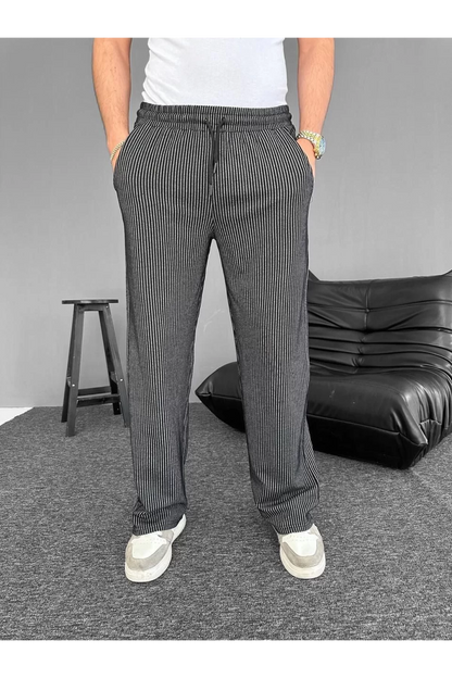 Çizgili Cepli Pantalon Yazlık