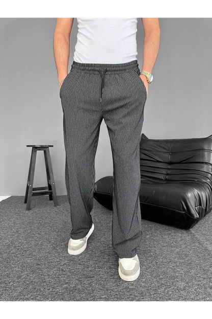 Çizgili Cepli Pantalon Yazlık