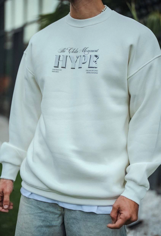 Üç İplik Bisiklet Yaka SweatShirt - Beyaz