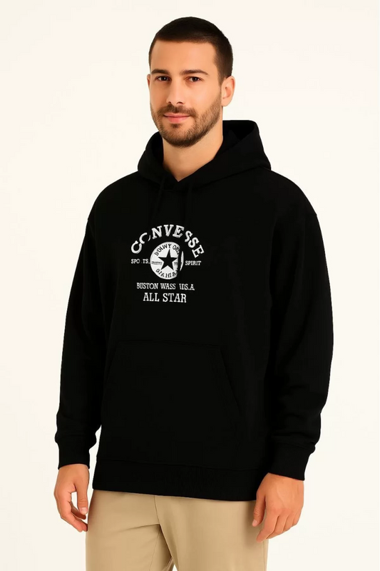 Kapüşonlu Kanguru Cepli Sweatshirt – Siyah
