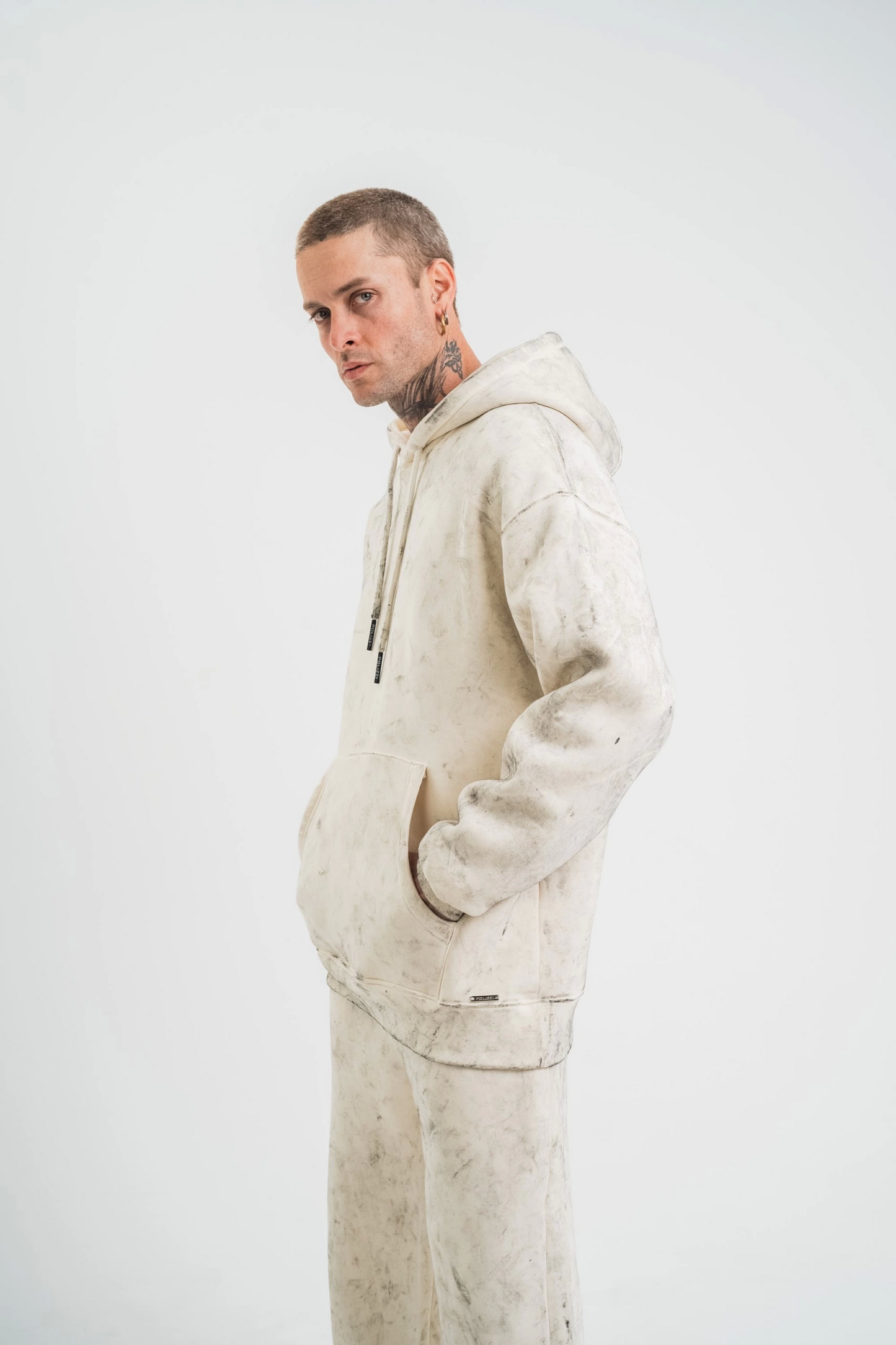 Unisex Double Oversize Kapşonlu SweatShirt - Krem