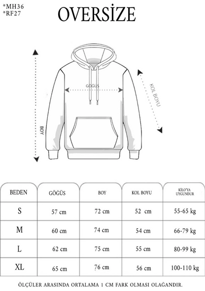 Unisex Uzun Kol Kapşonlu Nakışlı SweatShirt - Füme