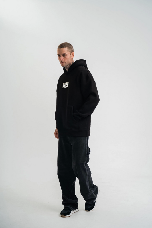 Unisex Kapşonlu Uzun Kol Patchli Nakışlı SweatShirt - Siyah