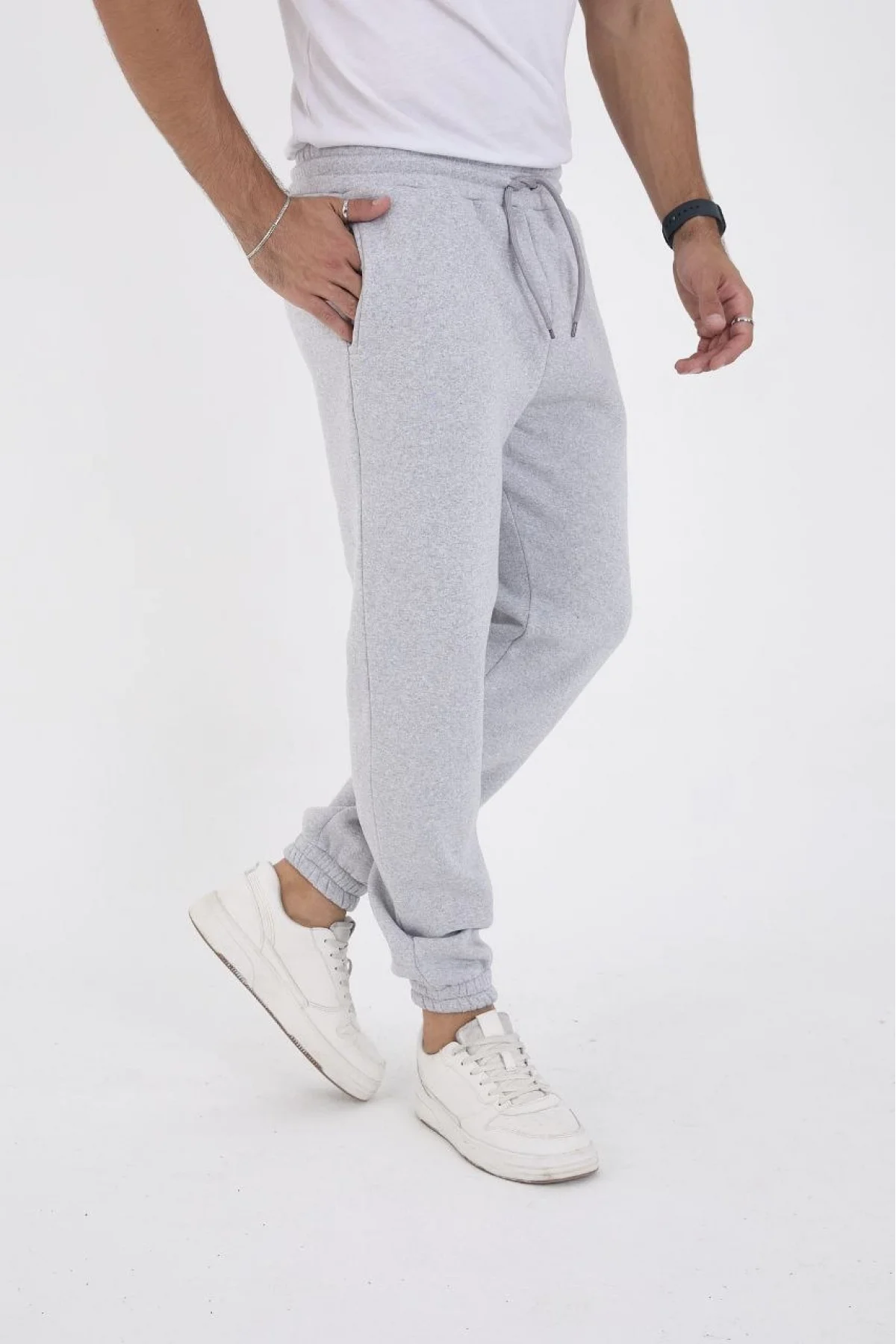 Unisex Kışlık Üç İplik Lastikli Eşofman Pantolon