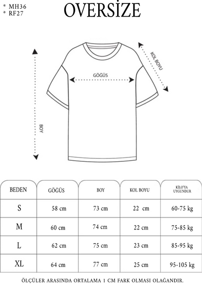 Unisex Yarım Fermuarlı Baskılı Oversize T-Shirt - Siyah
