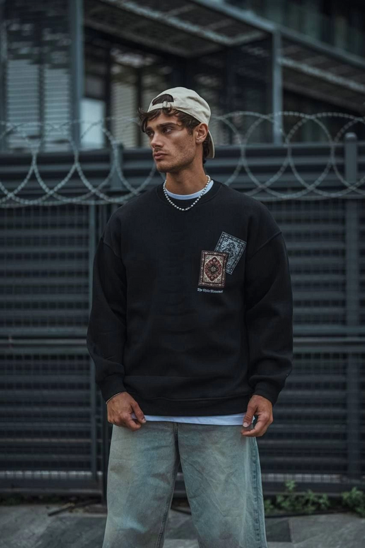 Uzun Kol Bisiklet Yaka Baskılı SweatShirt