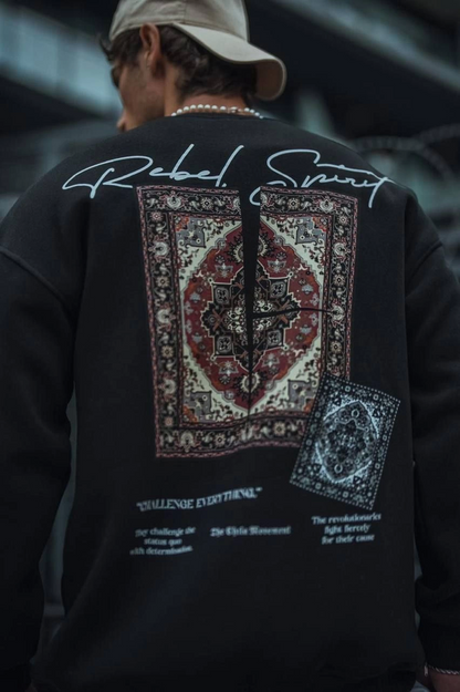 Uzun Kol Bisiklet Yaka Baskılı SweatShirt
