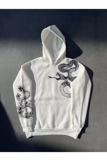 Uzun Kol Kapüşonlu Baskılı SweatShirt