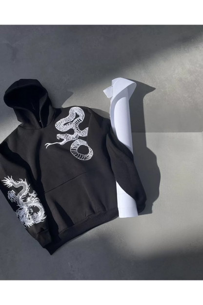 Uzun Kol Kapüşonlu Baskılı SweatShirt