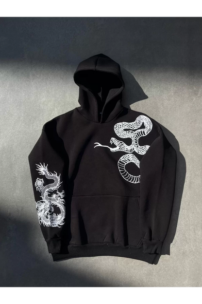 Uzun Kol Kapüşonlu Baskılı SweatShirt