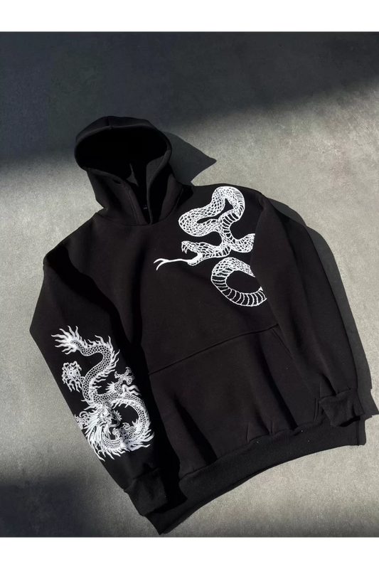 Uzun Kol Kapüşonlu Baskılı SweatShirt